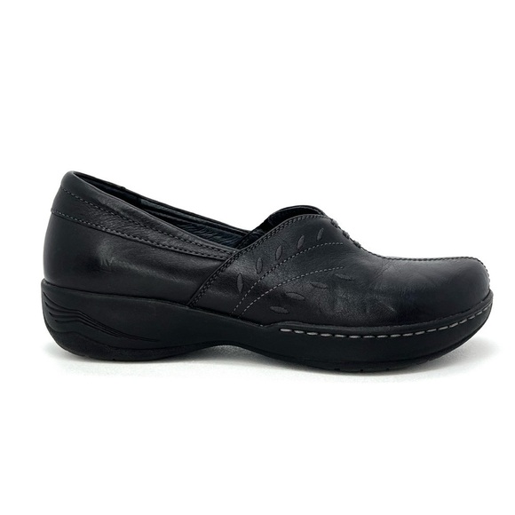 Dansko Abigail Black Leather Shoes Euro Size 41 = US 10.5-11 Embroidered Leaves - Picture 4 of 15
